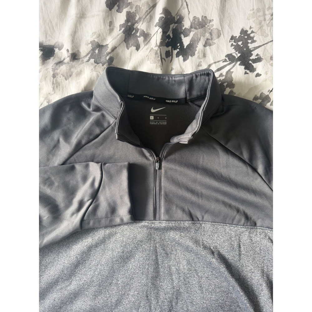 Nike Golf Mens Quarter Zip Pullover Gray Two Tone Performance Sweatshirt Large